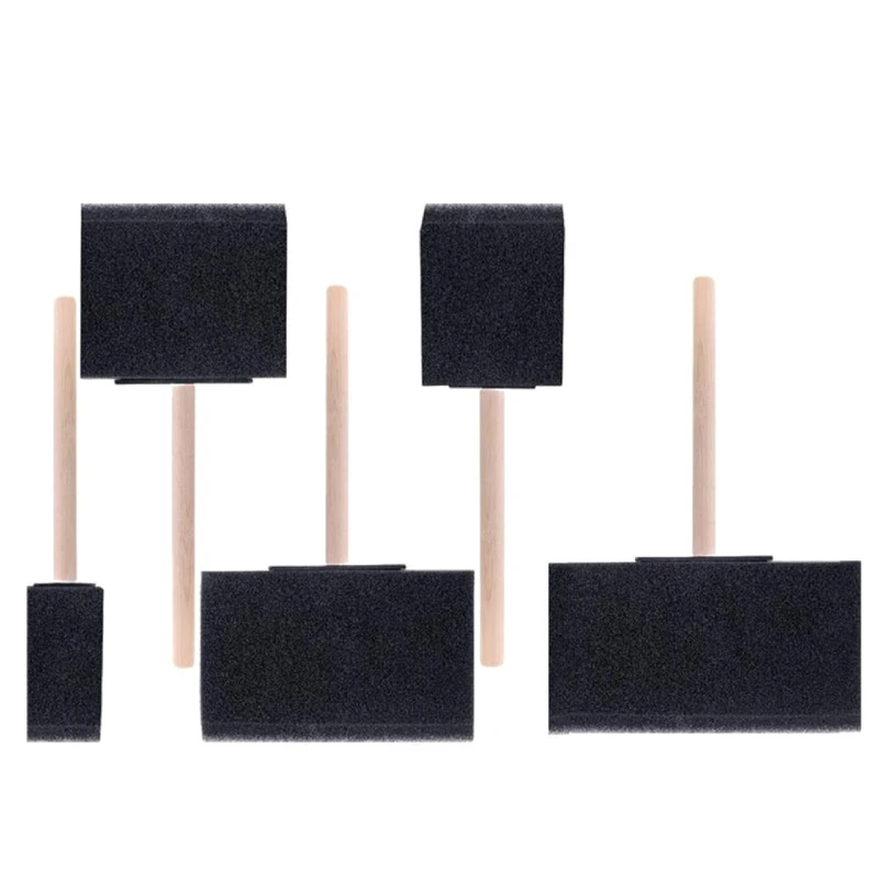 96BA Art Schwammpinsel-Set, schwarzer Schaumstofftupfer mit Holzgriff für Kinder, Anfänger – Detail 7
