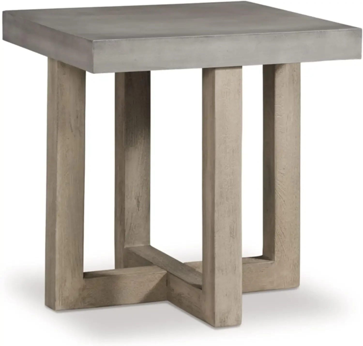 XCYSignature Design by Ashley Lockthorne Contemporary Square End Table with Faux Concrete Finished Top, Gray