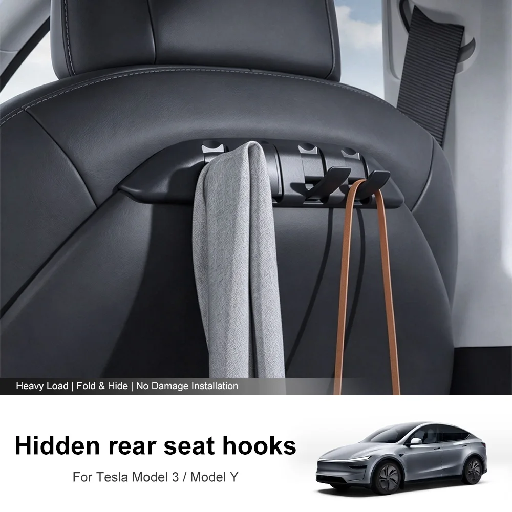 For Tesla Model 3 Model Y Car Seat Back Hidden Hooks Purse Bag Hanger Back Seater Headrest Bracket Hanger Car Accessories