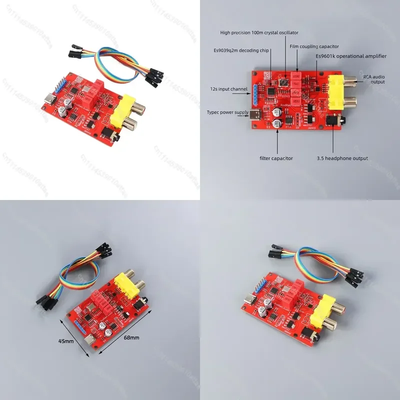 ES9039 ES9601K I2S Decoder Board DSD512 DAC Type C to 3.5mm Audio Output 5V Power Supply Digital Analog Converter Module