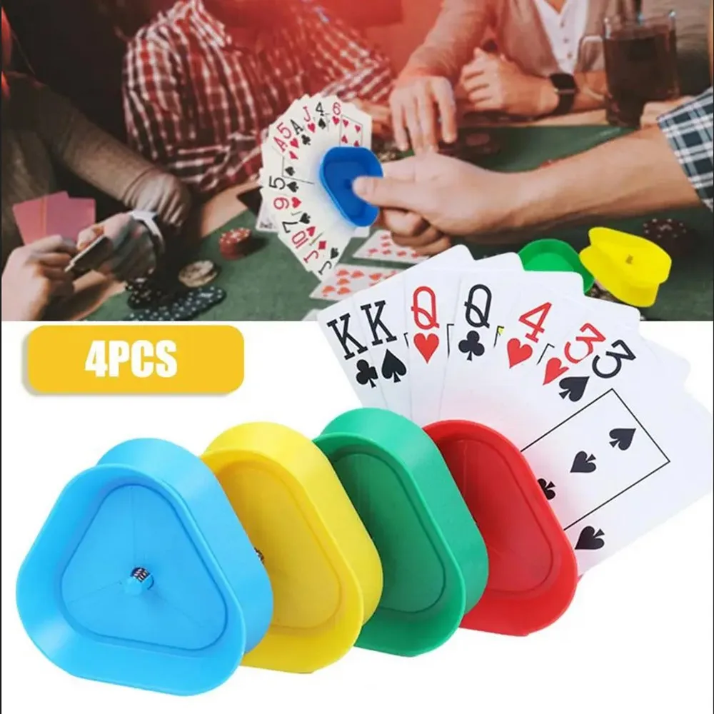 4Pcs Play Card Deck Reusable Play Card Holder Smooth Edge Support Cards Triangle Shaped Hands-Free Play Card Holder