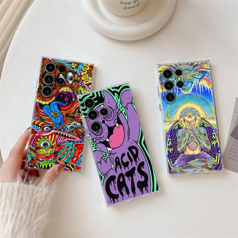 

Trippy Psychedelic Art Painting Phone Case For Samsung S24 S23 Ultra S22 S20 Plus S21 FE Clear Cases Cover Galaxy S24Ultra Funda