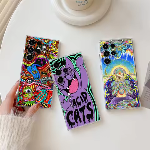Trippy Psychedelic Art Painting Phone Case For Samsung S24 S23 Ultra S22 S20 Plus S21 FE Clear Cases Cover Galaxy S24Ultra Funda
