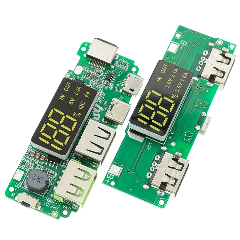 LED Dual USB 5V 2.4A Micro/Type-C USB Mobile Power Bank 18650 Charging Module Lithium Battery Charger Circuit Protection Board