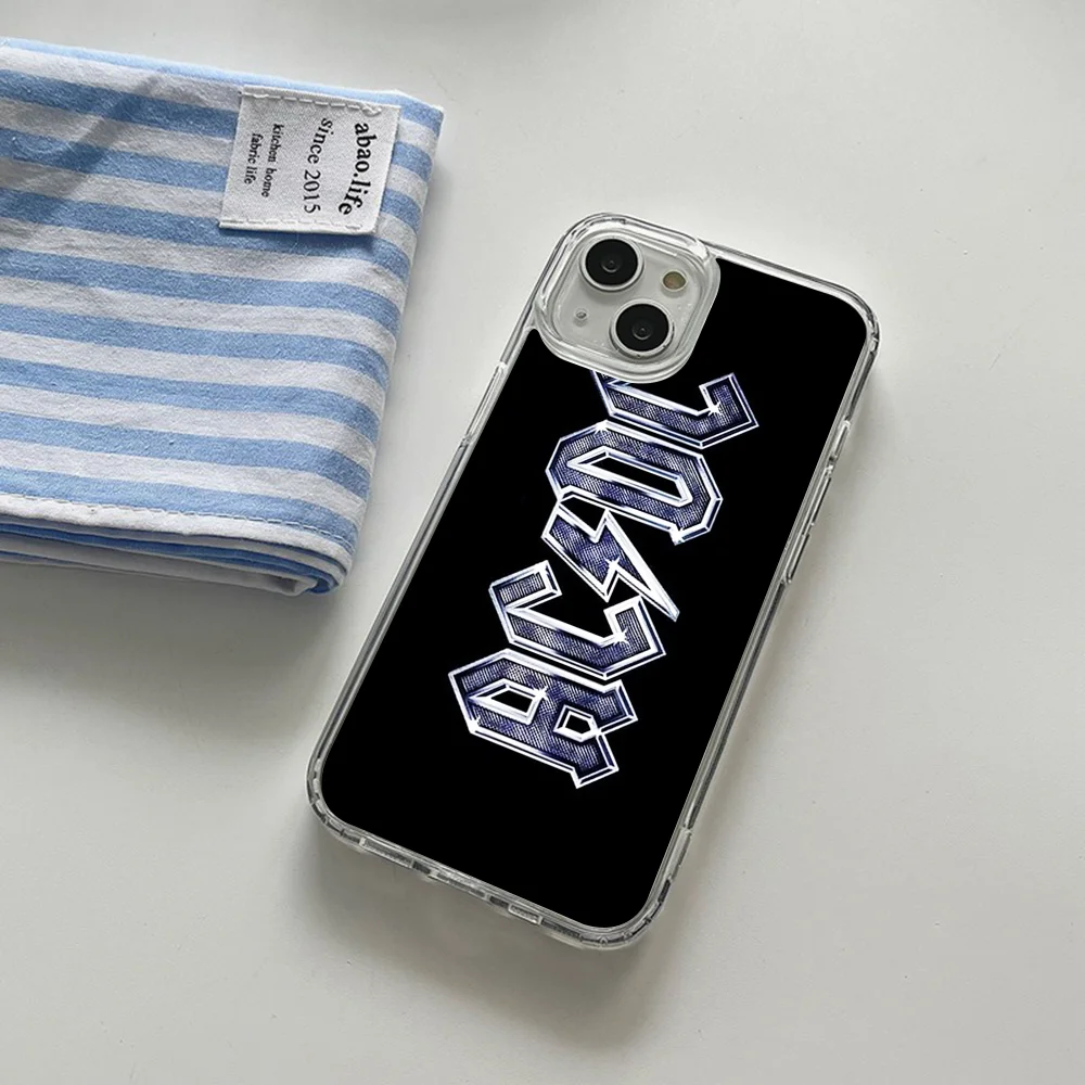 

A- AC D-DC Rock Band Phone Case Magsafe for iPhone 16 14 13 12 15 Pro Max X XR XS Plus Soft Clear Tpu Cover