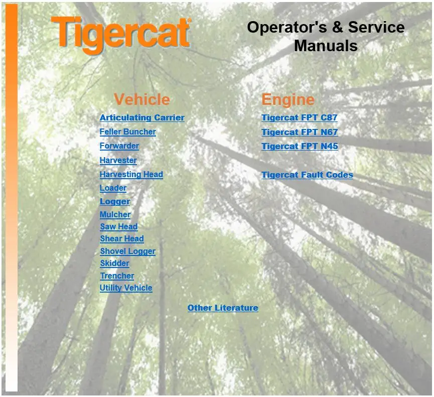 

Tigercat Operator's & Service Manual Full DVD