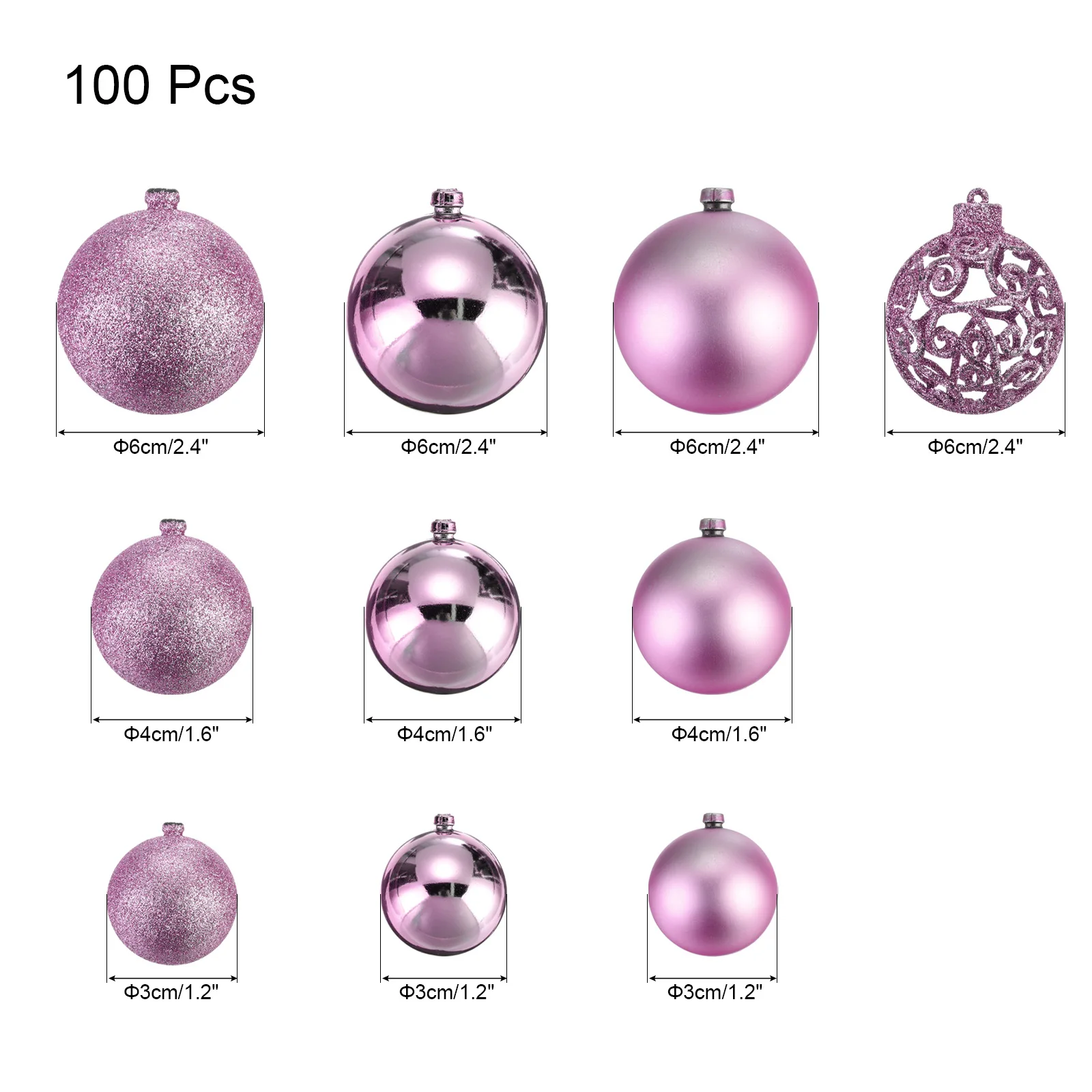 100個 クリスマスボールオーナメント クリスマスツリーデコレーションボール 3/4/6cm パーティーデコレーション 結婚式 ホリデー クリスマスデコレーション用
