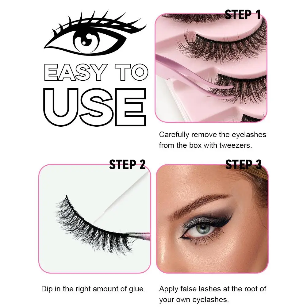 Full-strip False Eyelashes Natural Look Faux Mink Eyelashes Fluffy Cat Eye Strip Eyelash Small Fake Lashes Set For Beginners