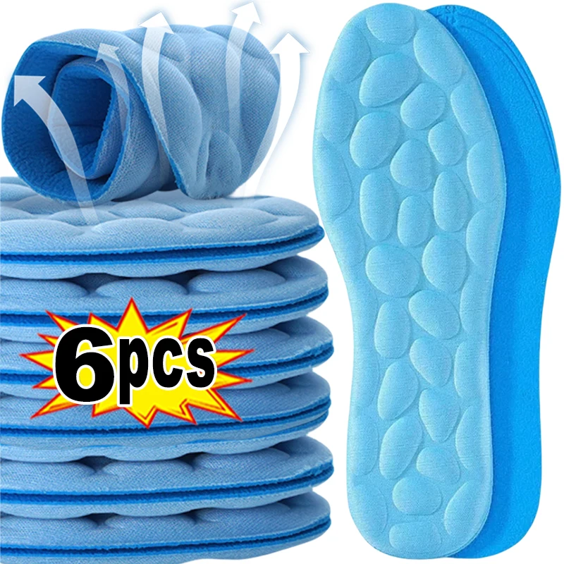 2/6pcs Soft Massage Memory Foam Insoles for Sport Running Shoes Sole Breathable Cushion Pads Women Men Feet Orthopedic Insoles