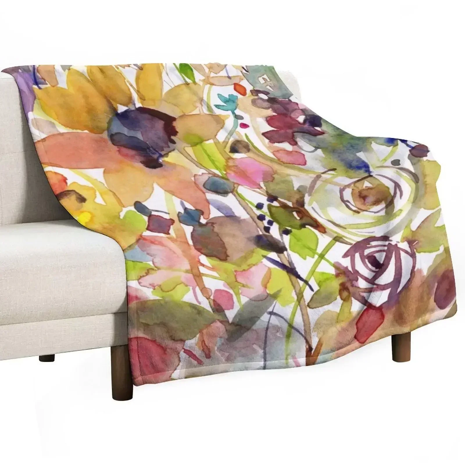 Floral Meadow with Garden Sunflower Throw Blanket Summer For Sofa Thin sofa bed Personalized Gift Summer Beddings Blankets