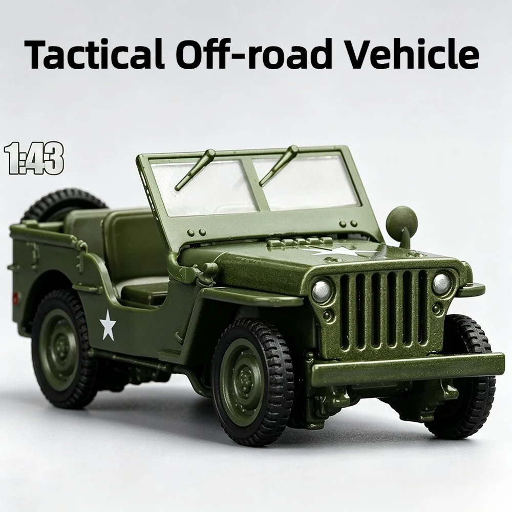 Scale 1:43 Tactical Off-road Vehicle Model Car Toy Slide Forward Metal Body Realistic Static Design Cars Models Collectible Item