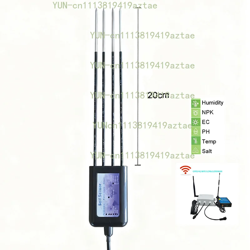 High Precision RS485 20cm Depth Handheld Soil Moisture Temperature EC Salinity NPK PH 8 in 1 Sensor Data Logger for Farms