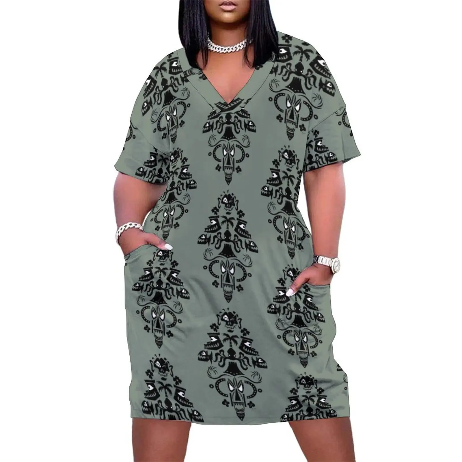

Haunted Tiki Room Loose Pocket Dress long dress women summer Women's summer skirt