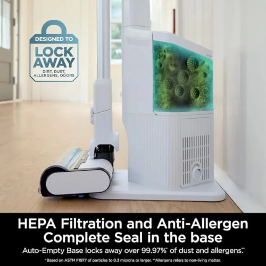 Clean Empty Cordless Stick Vacuum Cleaner Auto-Empty System Self Cleaning Brushroll HEPA Filter Powerful Suction Compact Renewed