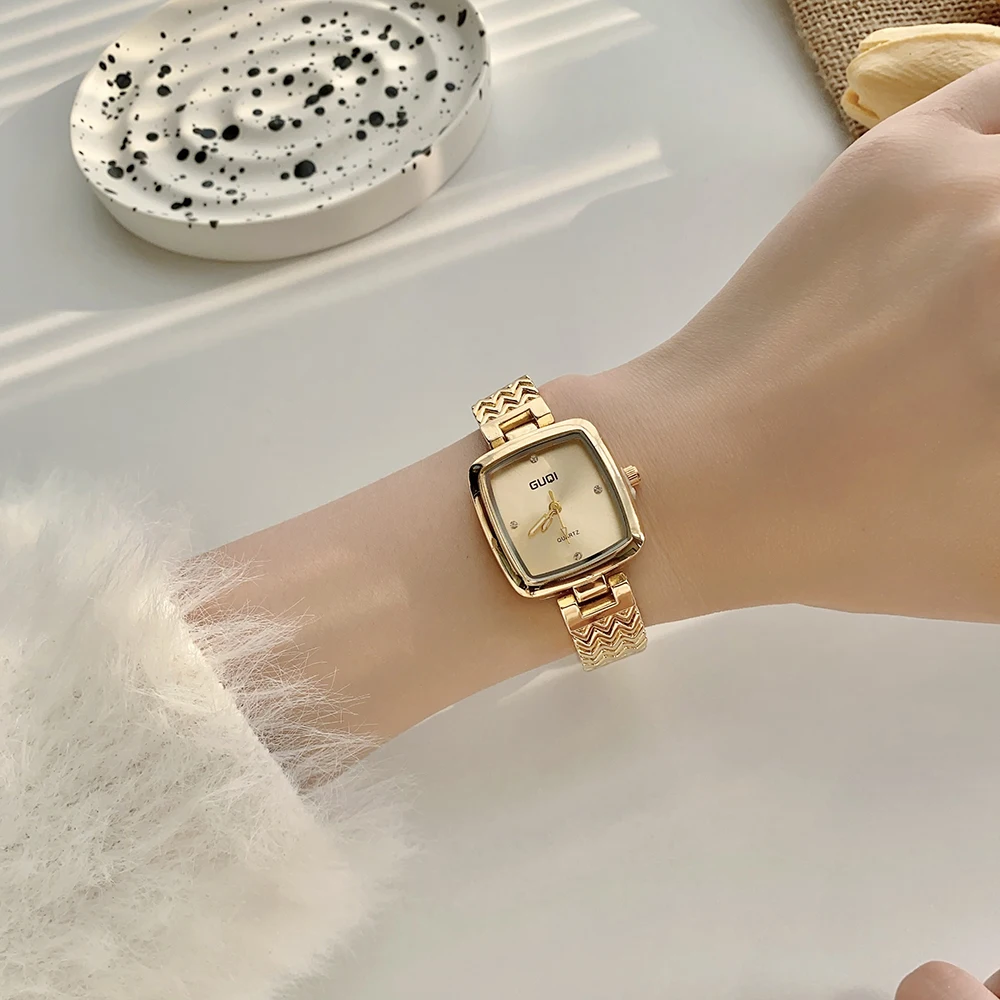 Women’s Gold Quartz Watch Updated Small Luxury Wristwatch with Stylish Casual Bracelet Small Gold Watches for Women view 3