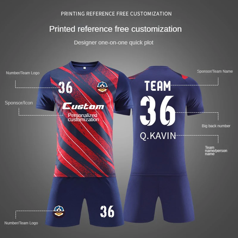 Custom Children Football Jerseys Sets DIY name Men Soccer Clothes Child Football Uniforms print logo Women Soccer Training Suit