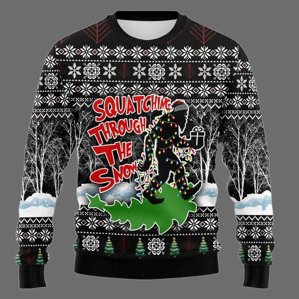 25/26 Hot Selling New MERRY SQUATCHMAS Series Ugly Sweater Family Christmas Party Hoodie Enlarged Adult Autumn/Winter Top