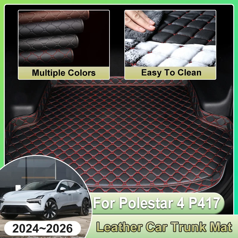 Car Trunk Boot Mat For Polestar 4 2026 P417 SUV 2024 2025 Cargo PU Leather Liner Pads Protect Storage Carpet Cushion Accessories