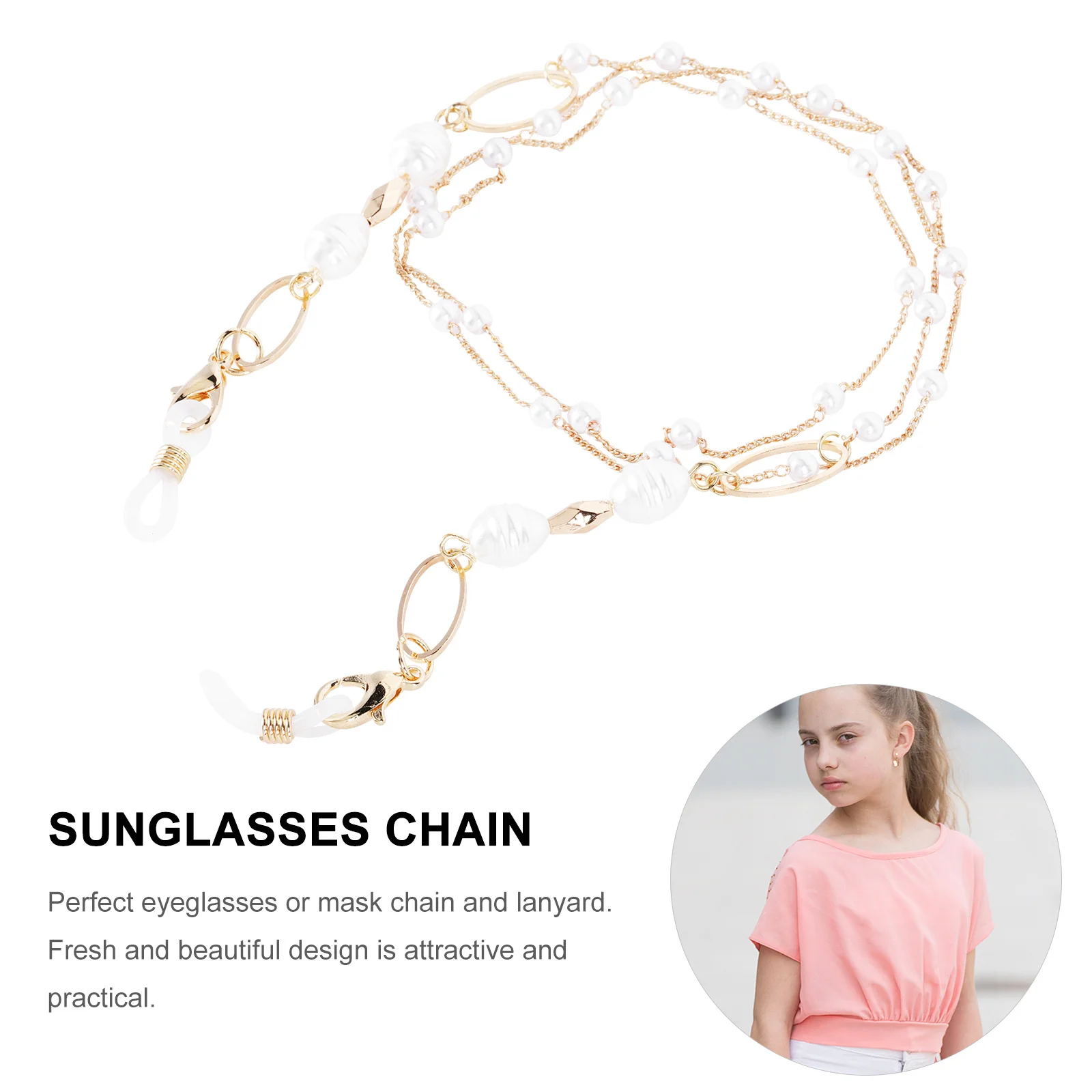 

1Pcs Pearl Glasses Lanyard Fashionable Face Mask Chain Decorative Practical Strong Workmanship Easy Install Remove Sports