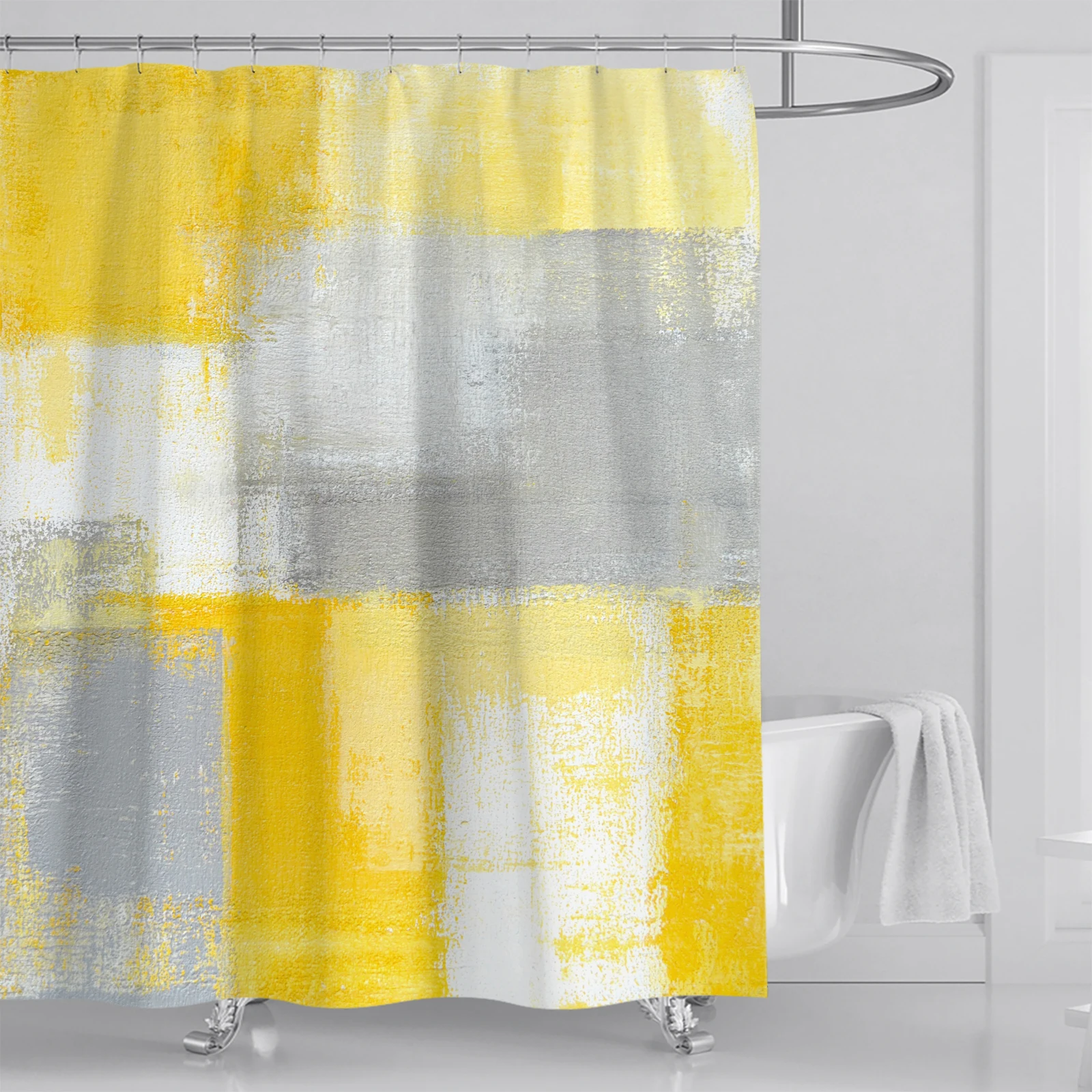 Abstract And Minimalist Bathroom Curtains Made Of Polyester Fabric, 180 * 180cm, With 12 Hooks