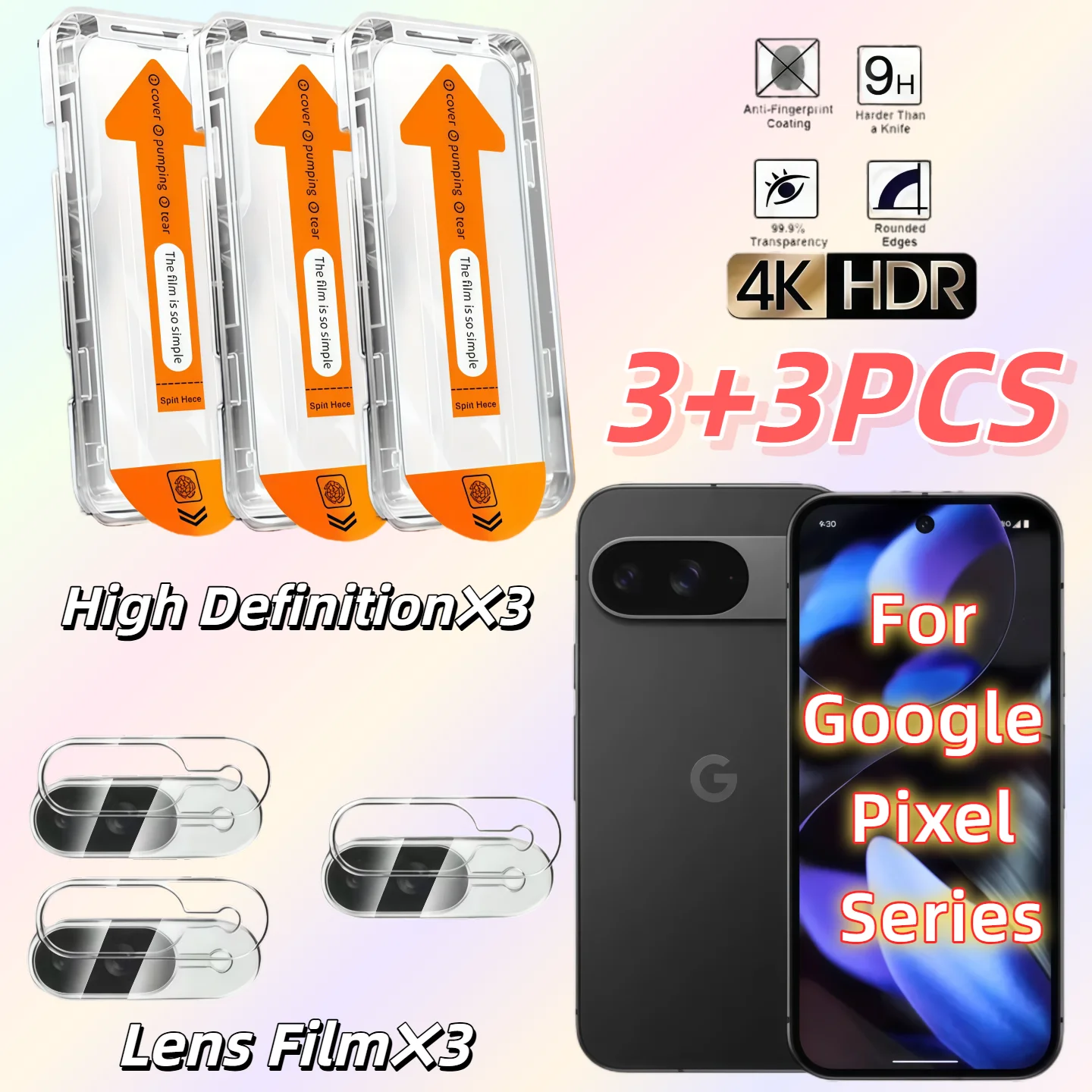 3 + 3 Stücke Für Google Pixel 10 9 9a Pro XL 8A 8 7 7a 6a 5G Screen Protector Hinten Kamera Gehärtetes Glas Keine Staub Blasen Einfach Kit