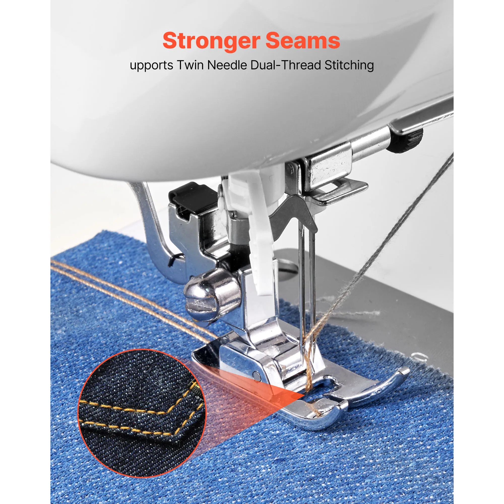SucceBuy Computerized Sewing Machine 18/60/200 Stitch Applications LED Screen Foot Pedal and LED Light Heavy-Duty Metal Frame