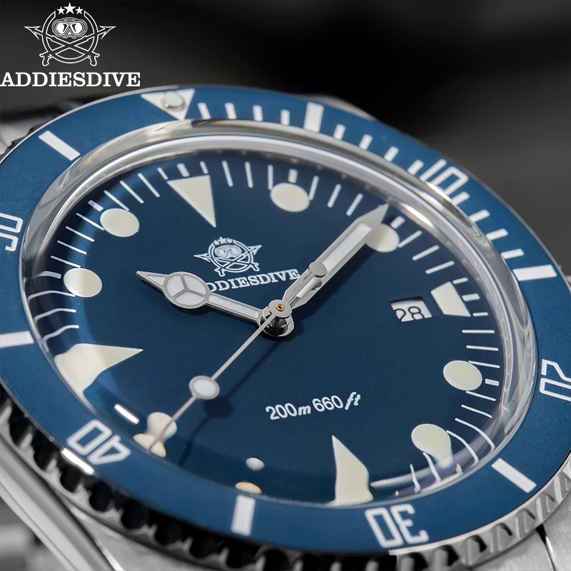 ADDIESDIVE Hot Sale Men's Watch Date 316L Stainless Steel 20Bar Waterproof BGW9 Super Luminous Quartz Watches Reloj