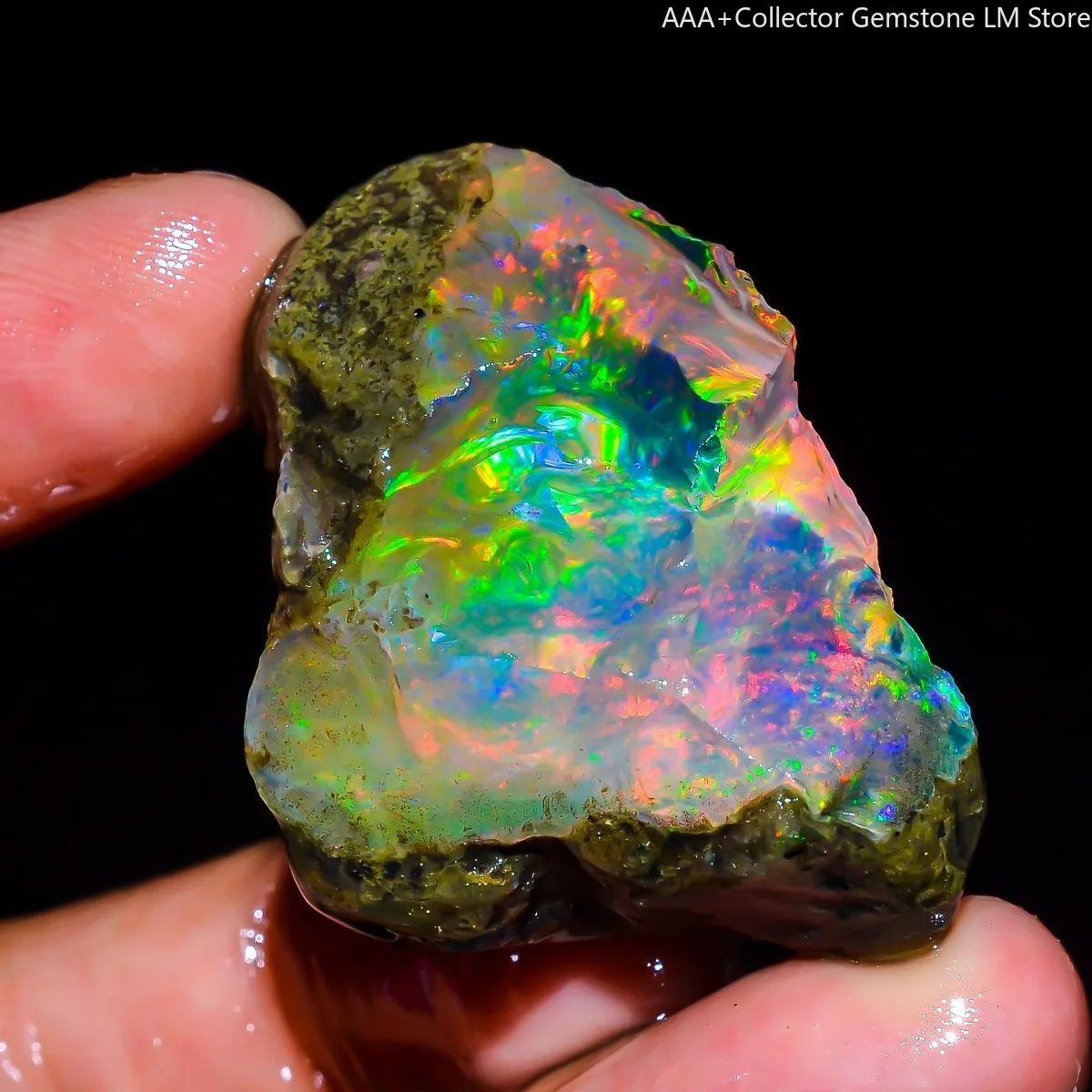 25-80CT Natural Ethiopian Opal Rough Uncut Fire Gemstone Rainbow Flash Collector Stone Randomly Selected One