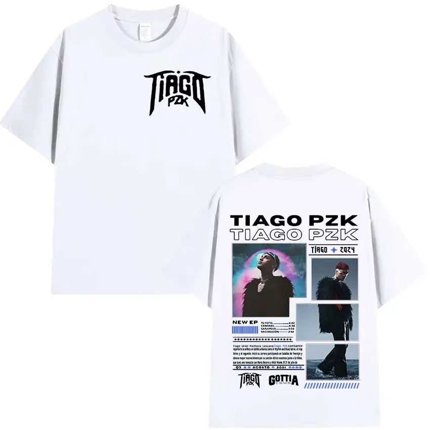 Rapper TIAGO PZK GOTTIA Tour 2024 Graphic T Shirts Men's Hip Hop Fashion Retro Cotton Short Sleeve T-shirt Y2K Unisex Streetwear