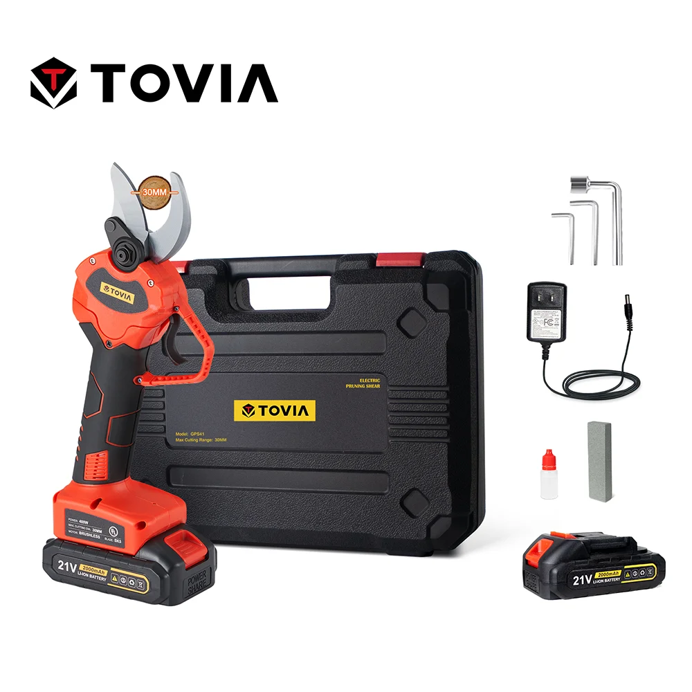 T TOVIA electric garden scissors, maximum cutting diameter 3cm, SK5 blade in plastic box, compatible with Makita battery tools