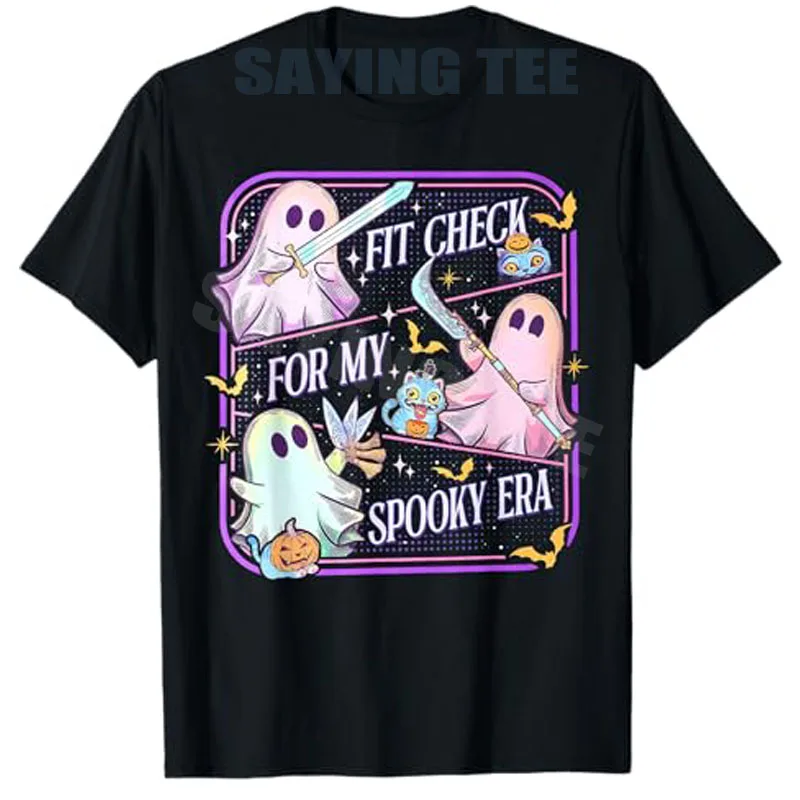 

Ghost Fit Check for My Spooky Era T-Shirt Humor Funny Halloween Costume Novelty Awesome Gift Pumpkin Candy Witch Saying Tee Tops