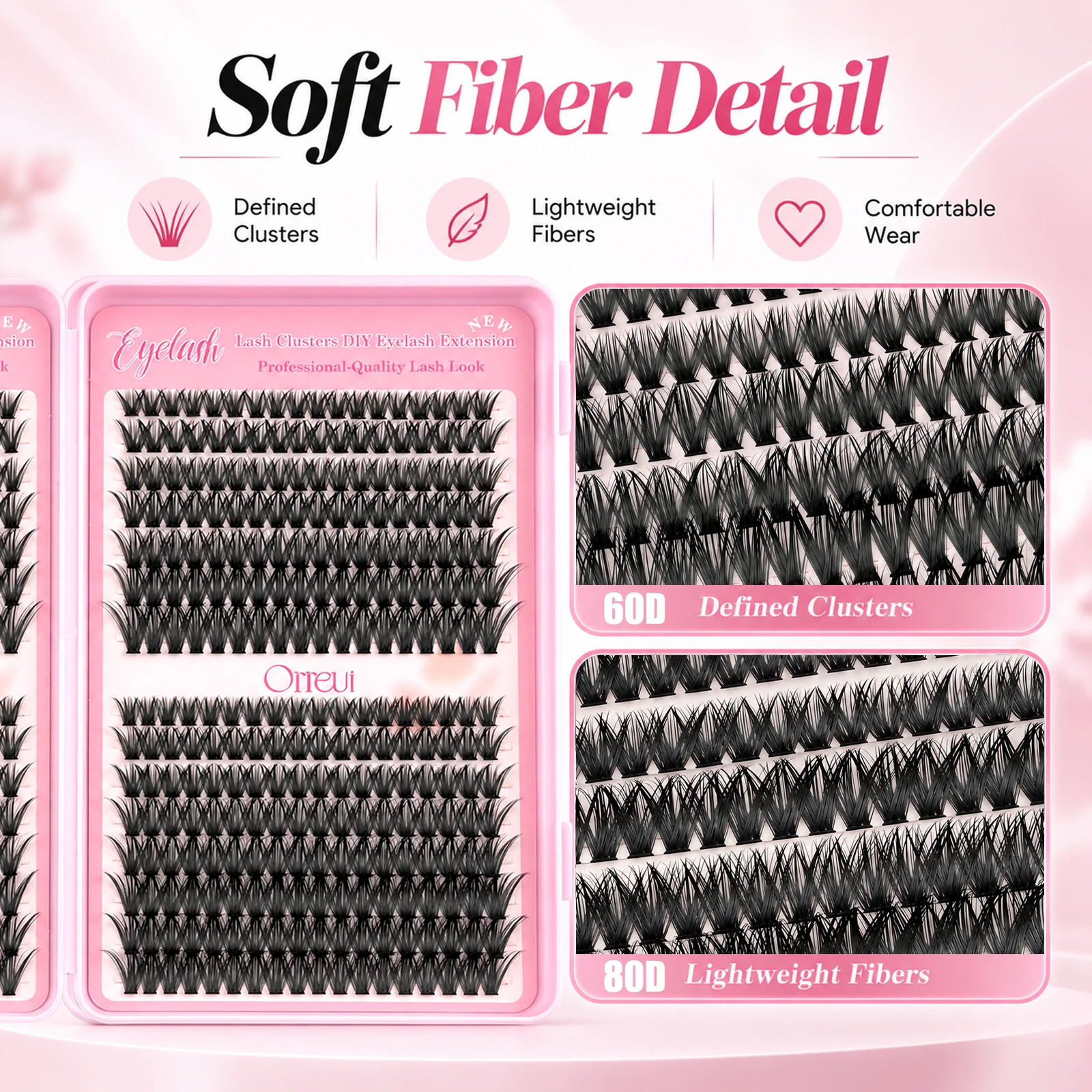 DIY Wimpern-Cluster-Set 8-16mm gemischte Länge, voluminöse, einzelne Wimpern mit Kleber, Versiegelungsmittel, Pinzette und Pinsel, weich und leicht – Detail 3