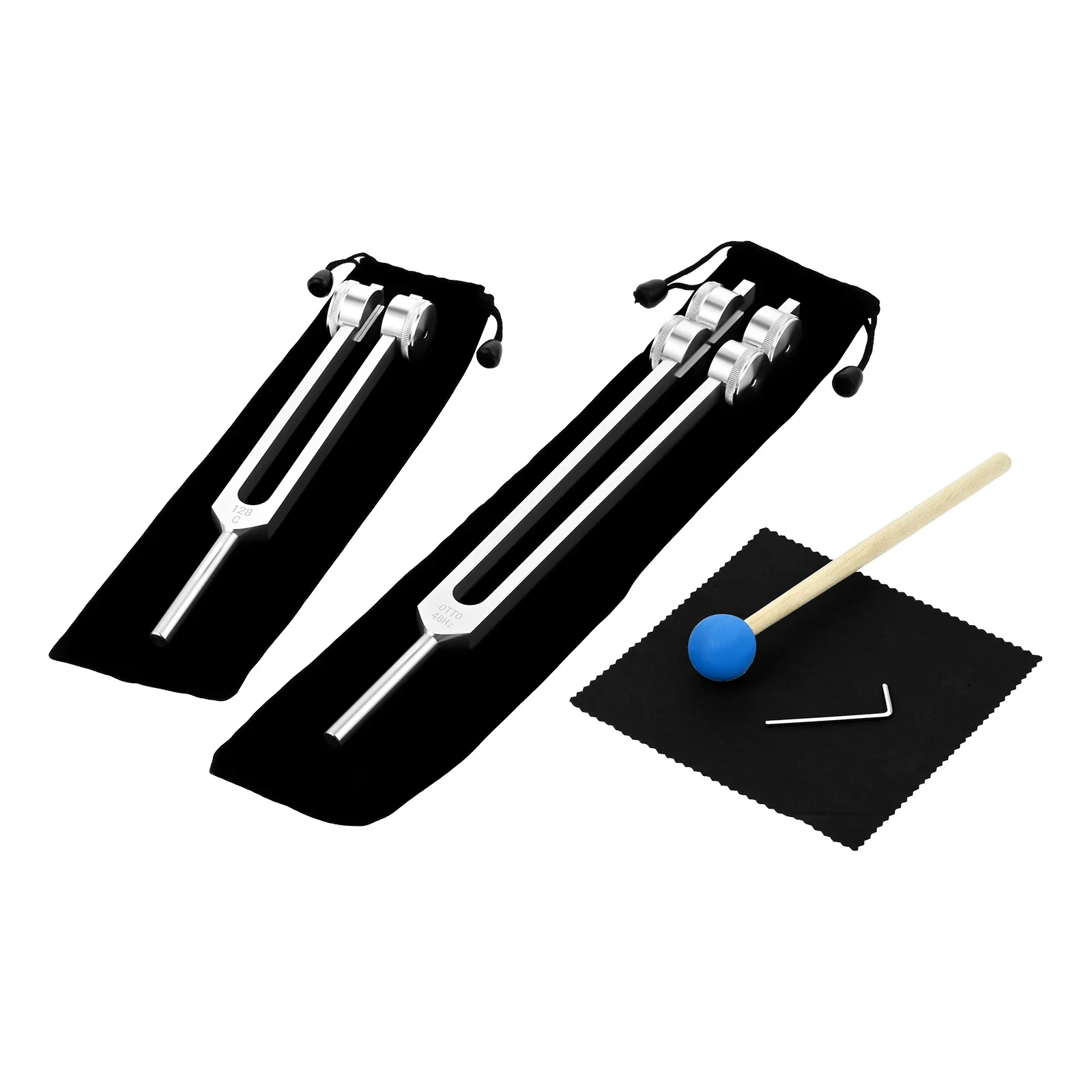 1kit Tuning Fork 48hz 128c Weighted Aluminium Alloy Tuner with Hammer & Bag for Soothing Sound & Vibration Healing Stimulating