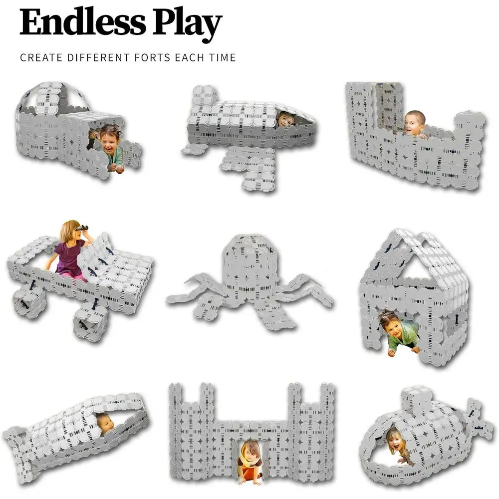مجموعة مكعبات بناء رمادية جامبو للأطفال - لعبة بناء القصن 90 قطعة