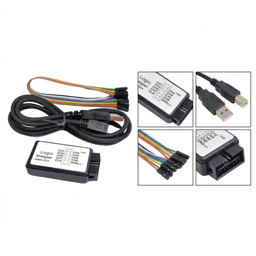 USB 8 Input Channel For logic Analyzer with 24MHz Sampling for Digital Design Verification and Signal Decoding Tasks