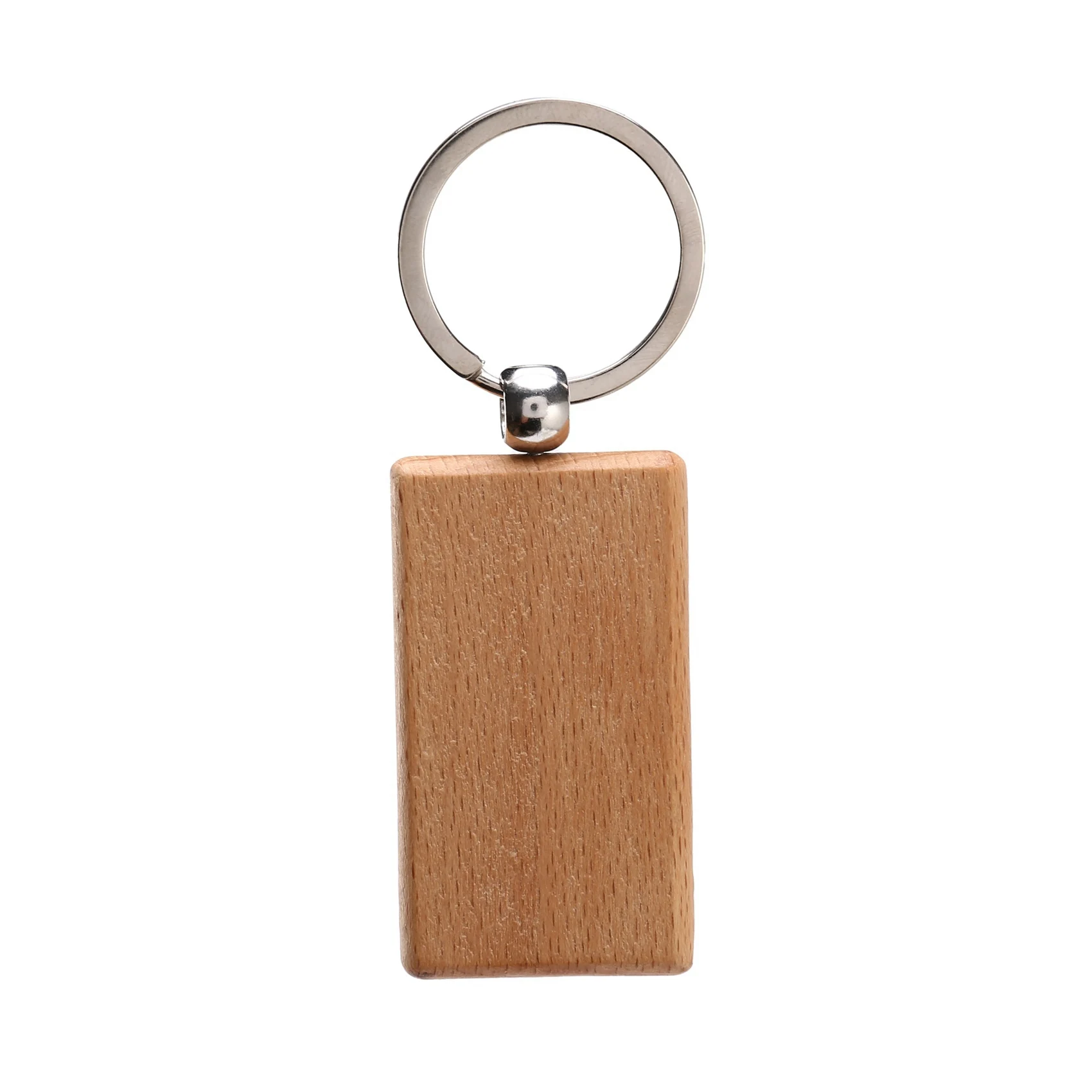 150 Blank Wooden Keychain Rectangular Engraving Key ID Can Be Engraved DIY