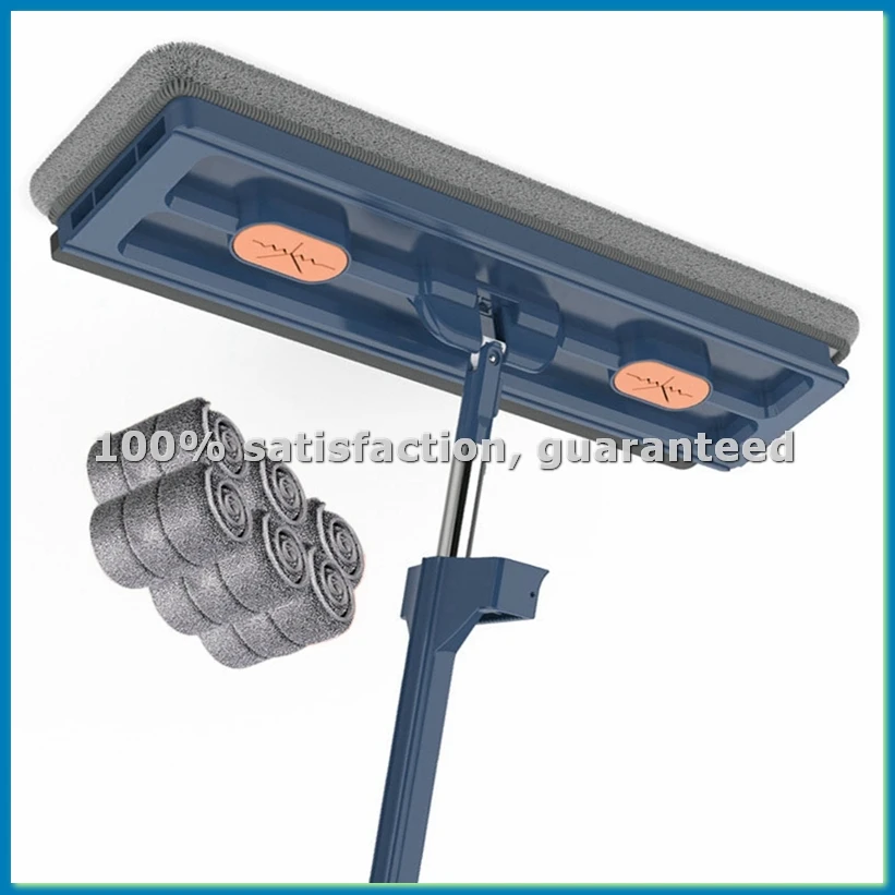 Floor Cleaning Mop Hands-Free Squeeze Mops Home Cleaning Microfiber Rotating Mop Floor Washing Brooms,Navy Blue-AT35
