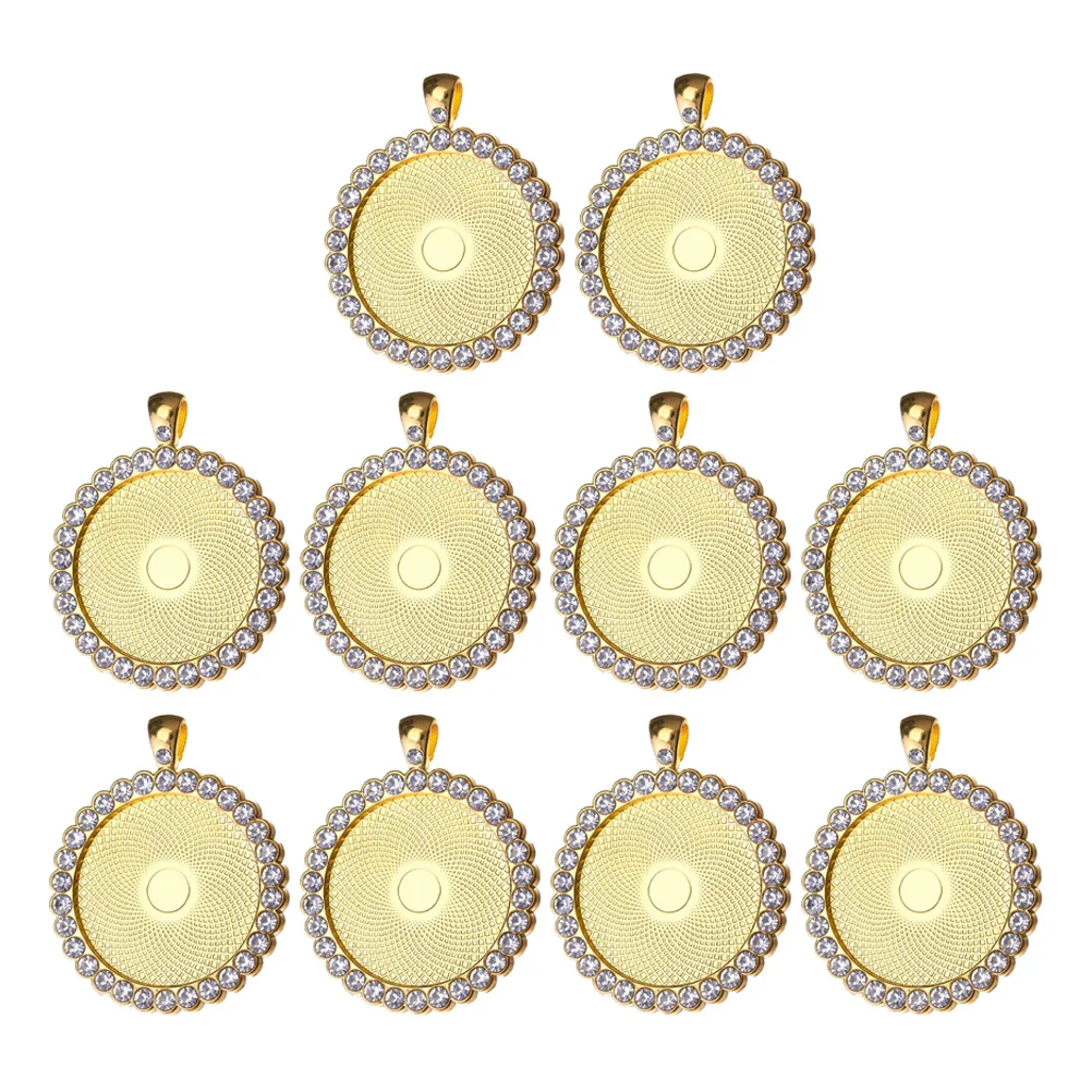

10Pcs 25mm Rhinestone Edge Pendant Trays Blank Bezel Settings for DIY Jewelry Making Photo Pendants Alloy Enamel Pendant Blanks