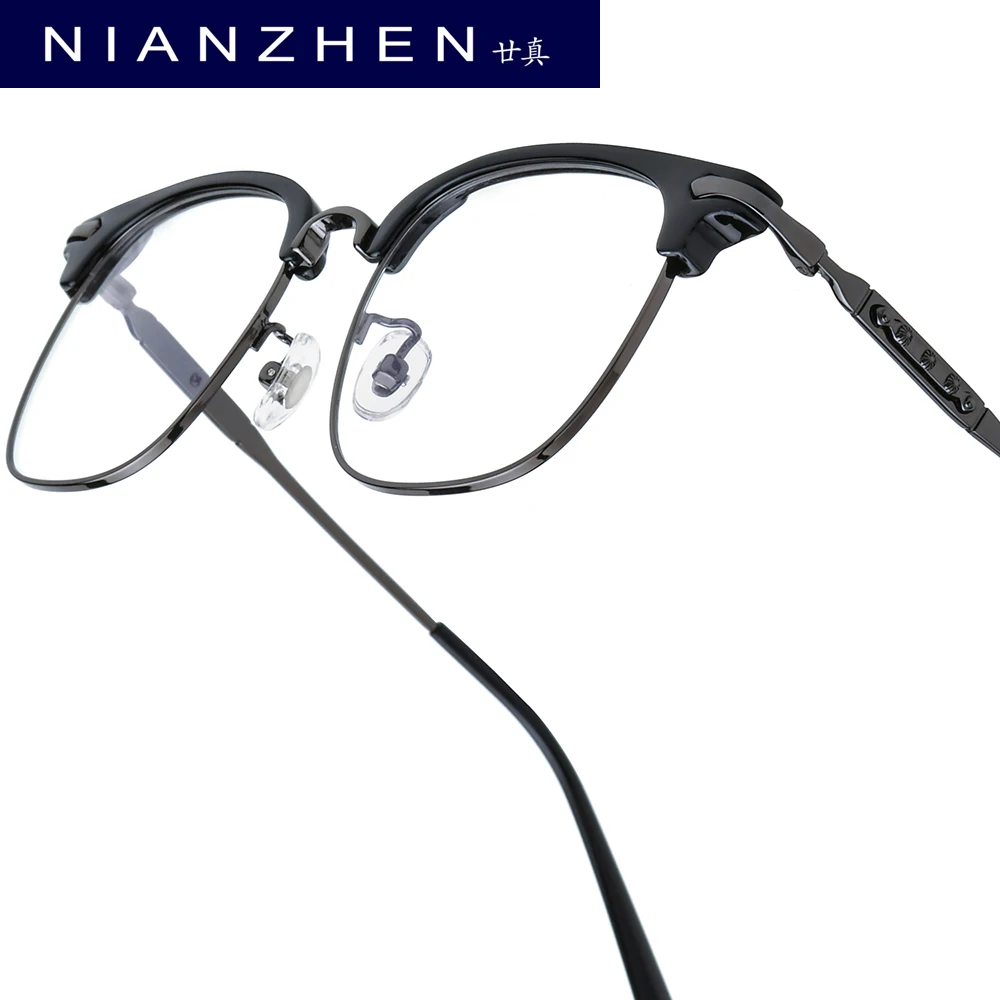 

NIANZHEN Titanium Alloy Eyeglasses Frame Men Square Brand Design Glasses Women Ultralight-Weight Retro Eyewear Spectacles 0062