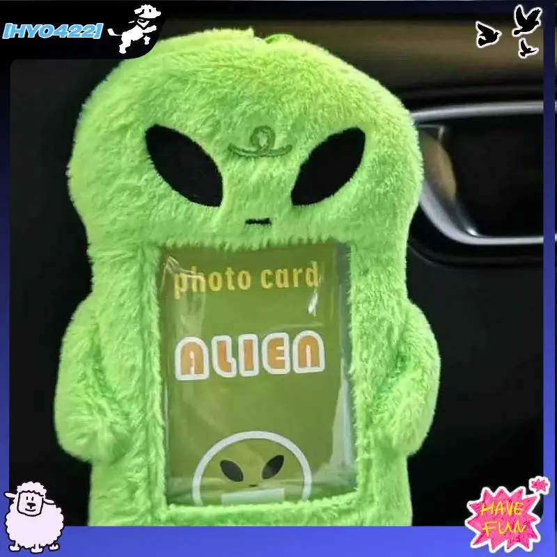 Rilakkuma Alien Photo Card Holder Keychain Pendant Cute Student Id Bus Card Protective Case Ins Style Girl Gifts