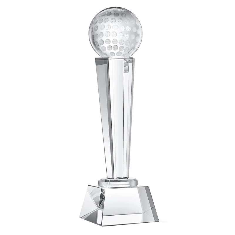 

9 x 2.8 Inch Crystal Glass Golf Trophy for Adults Kids Golf Tournament Table Desktop