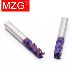 MZG HRC65 4 Flute Nano Blue Coating 1 - 20 mm Flat Milling Cutter Tungsten Steel Hard Metal Cutter Carbide Center End Mill Tools