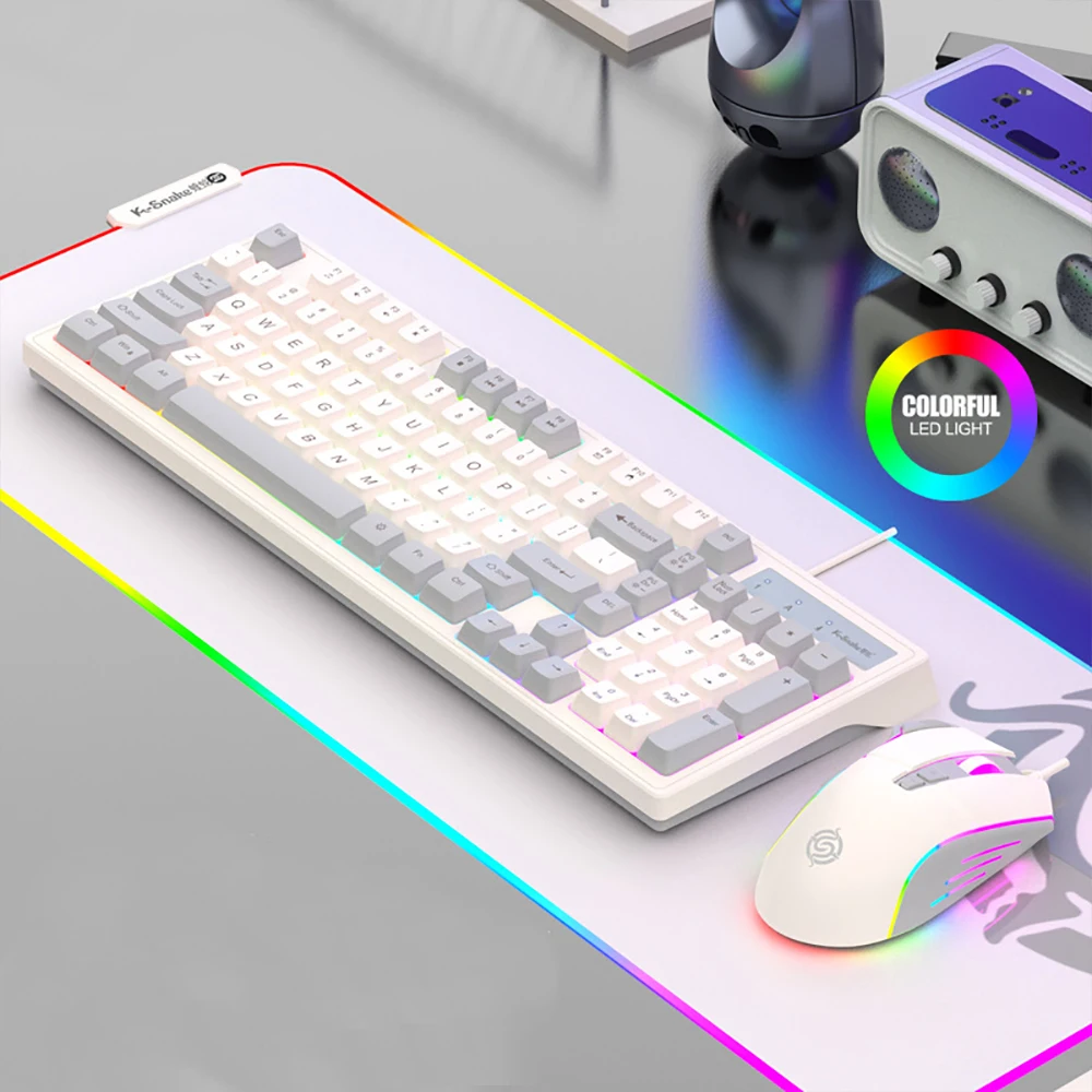 Mechanical Keyboard Wired Computer Gaming Keyboard Office Gaming Mechanical Feeling Keyboard 98 Keys Illuminated