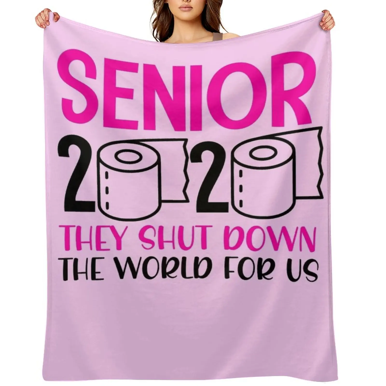 

funny senior year class of 2020 quarantine toilet paper high school graduation Throw Blanket Shaggy Hair Kid'S sofa bed Blankets