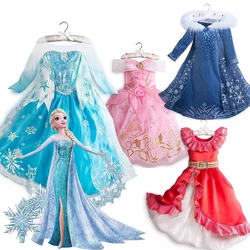 Snow Queen Elsa Costume for Kids Girl Disney Frozen Princess Dress Sleep Beauty Aurora Cosplay Fancy Halloween Dress Up Party