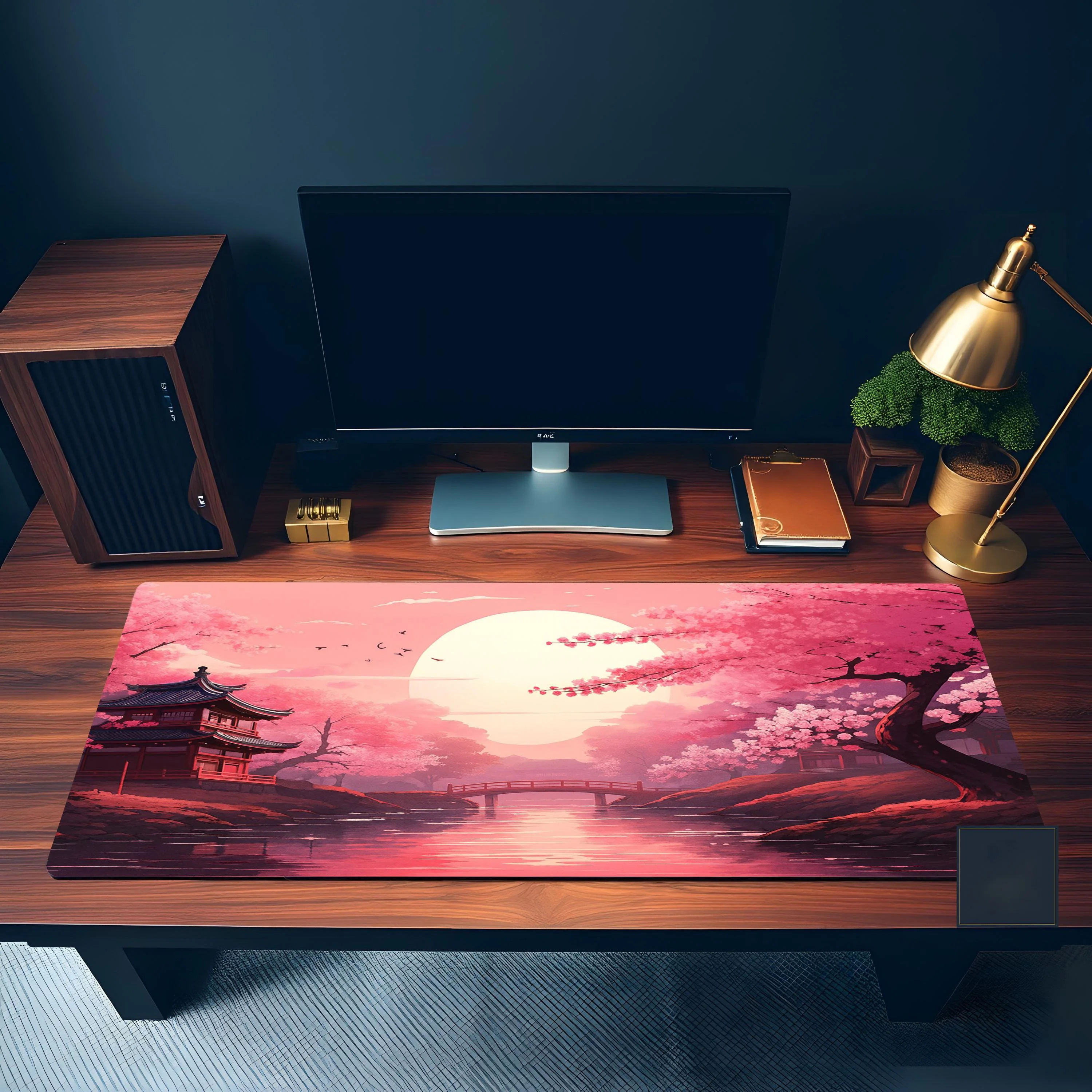 Japanese Sunset Cherry Blossom Placemat,non-slip and Waterproof Mousepad,gaming Desktop Decoration Mat,perfect Gift for Friends.