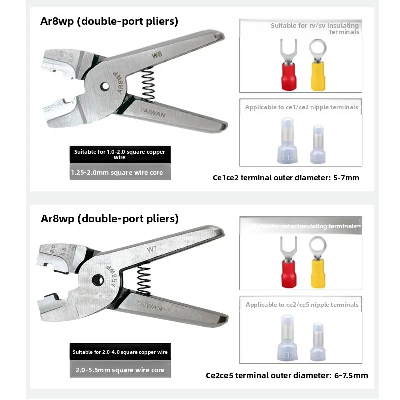 Co-Gong Pneumatische Crimpzange, isolierte Nippelklemmenzange, Ar8Wp-Crimpzange mit doppeltem Anschluss, pneumatische Zange mit bloßem Anschluss