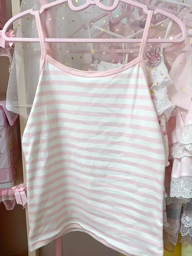 Summer Pink Ropa Mujer Crop Tops Women Clothing Kawaii Sexy 2024 Y2k Tanks Fashion Striped Sweet Vest Slim Fit Sleeveless Camis image 6