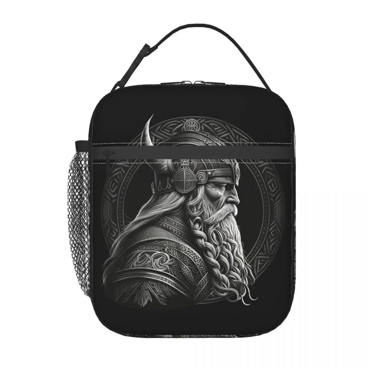Viking God Odin en pensamiento bolsas de almuerzo aisladas para pícnic al aire libre Nores mitología a prueba de fugas refrigerador térmico lonchera mujeres