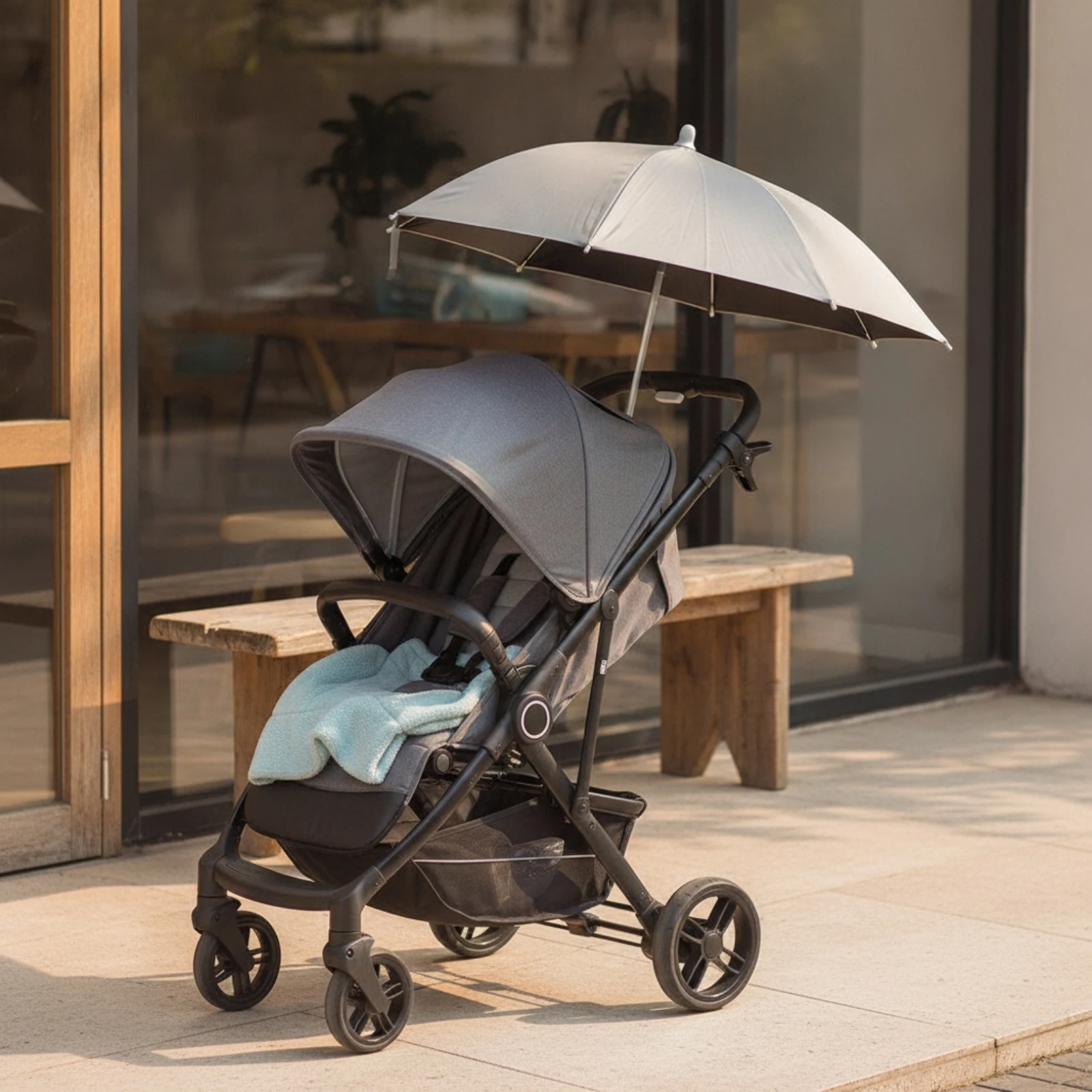 Clamp-on Umbrella Compact Umbrella with Clamp Shade Canopy Portable for Streamers, Outdoor, Live Broadcasting